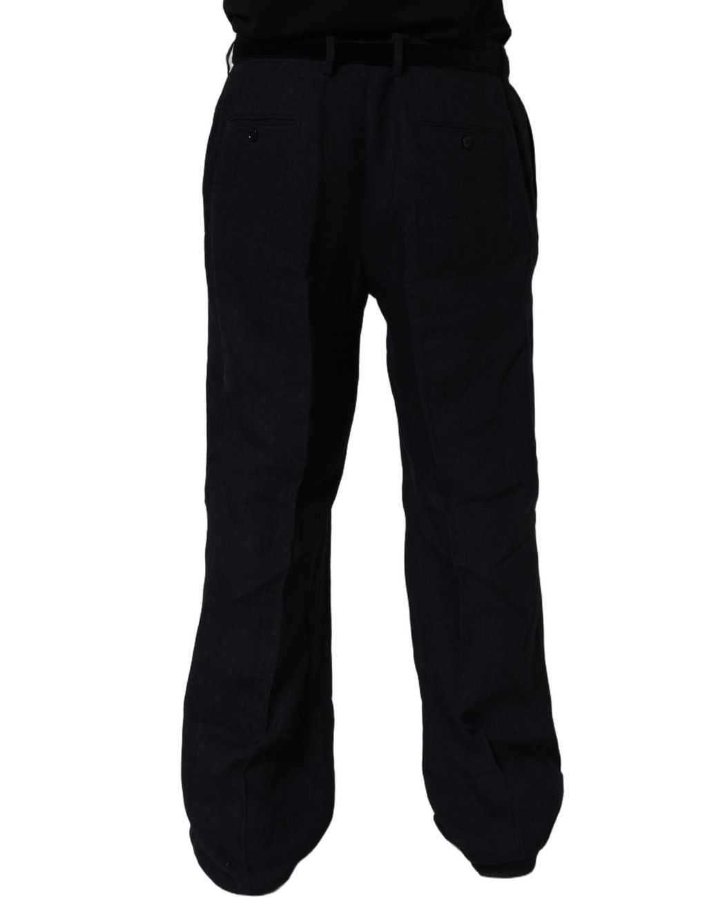 Dolce & Gabbana Blue Linen Straight Leg Dress Trouser Pants for men