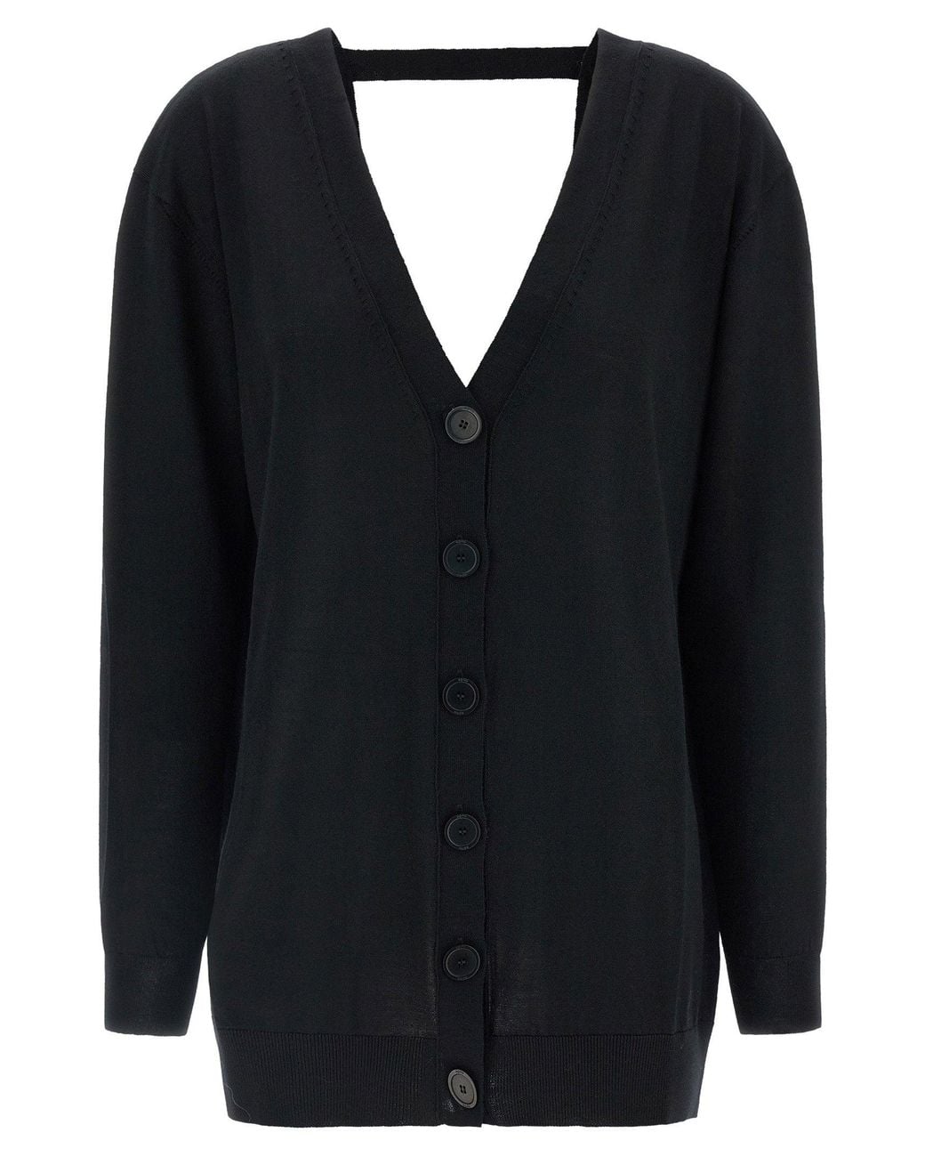 Nude Blue Deep V-Neck Wool Cardigan