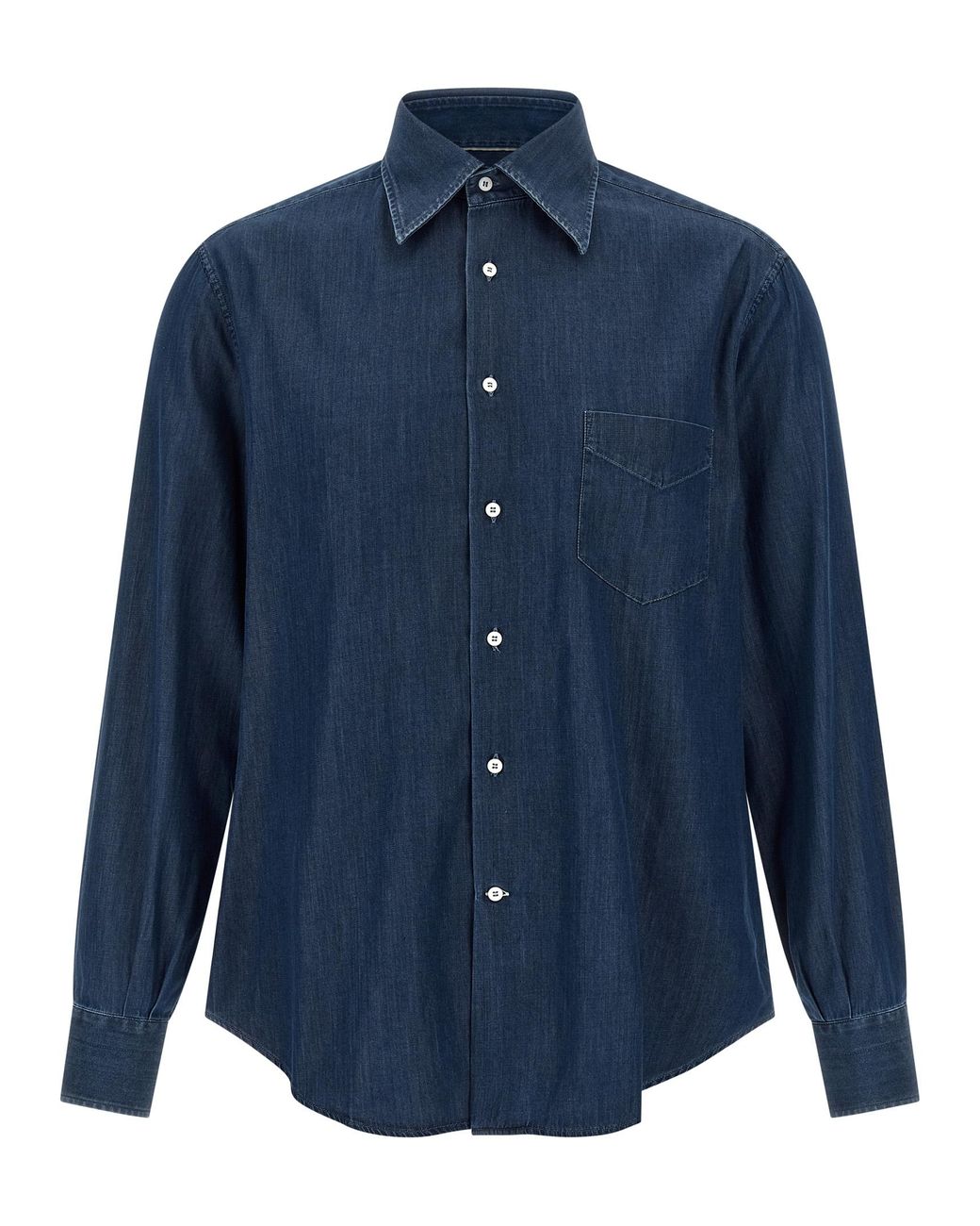 Brunello Cucinelli Blue Lightweight Denim Shirt for men