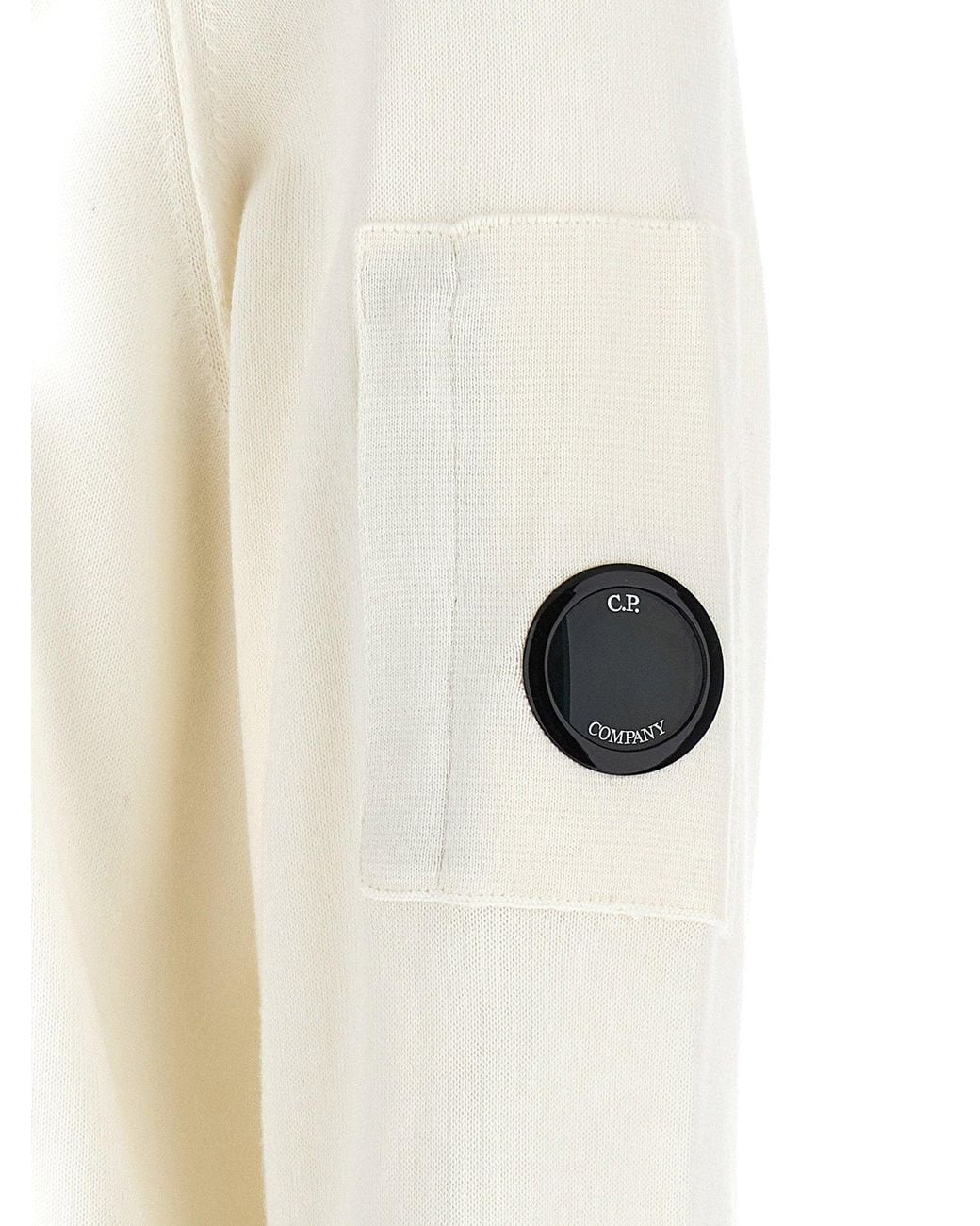 C P Company White Sea Island Cotton Hoodie Sweatshirt