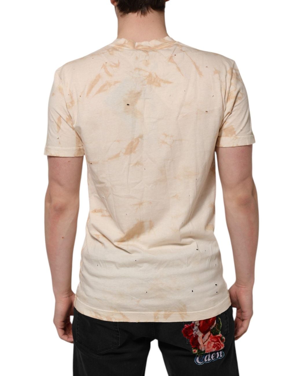 Dolce & Gabbana Natural Beige Logo Print Short Sleeve V for men