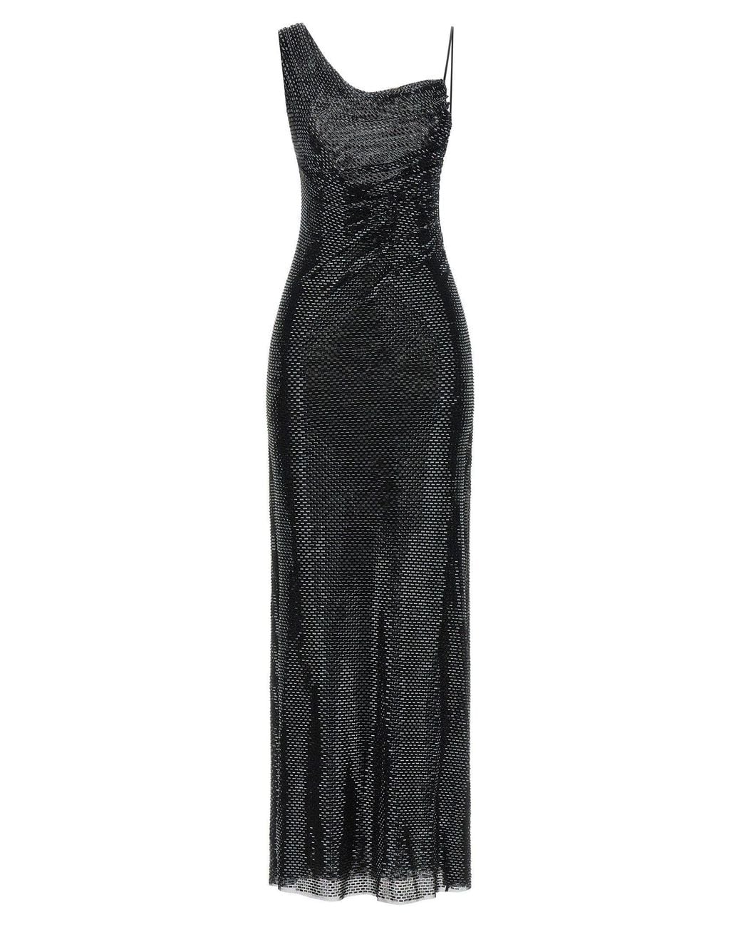 Self-Portrait Black Rhinestone-Embellished Tulle Dress