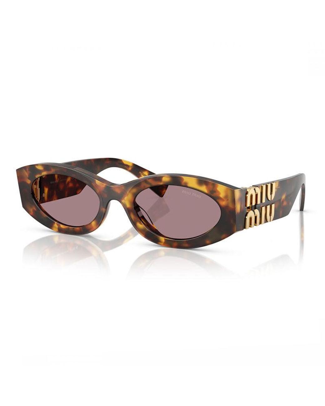 Miu Miu Brown Sunglasses Oval Full Rim, Honey Havana Frame And Light Lens Mu11Ws14L20I