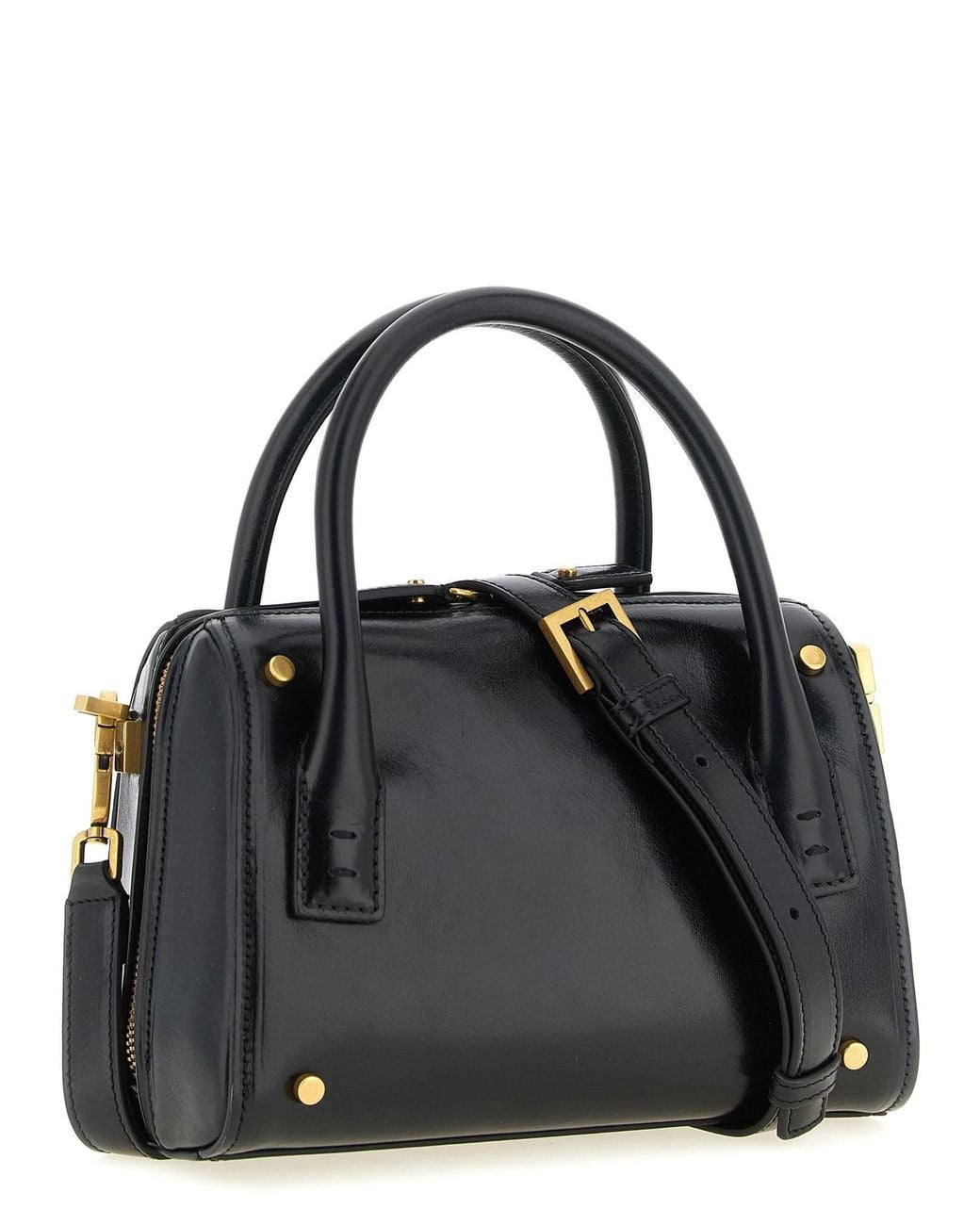 Versace Black Versace Medusa Embossed Calfskin Top Handle Bag