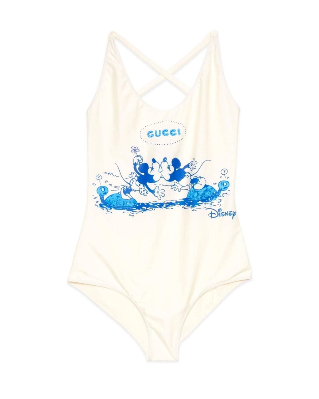 Gucci White X Disney Logo One Piece Swimsuit Clothing Beachwear