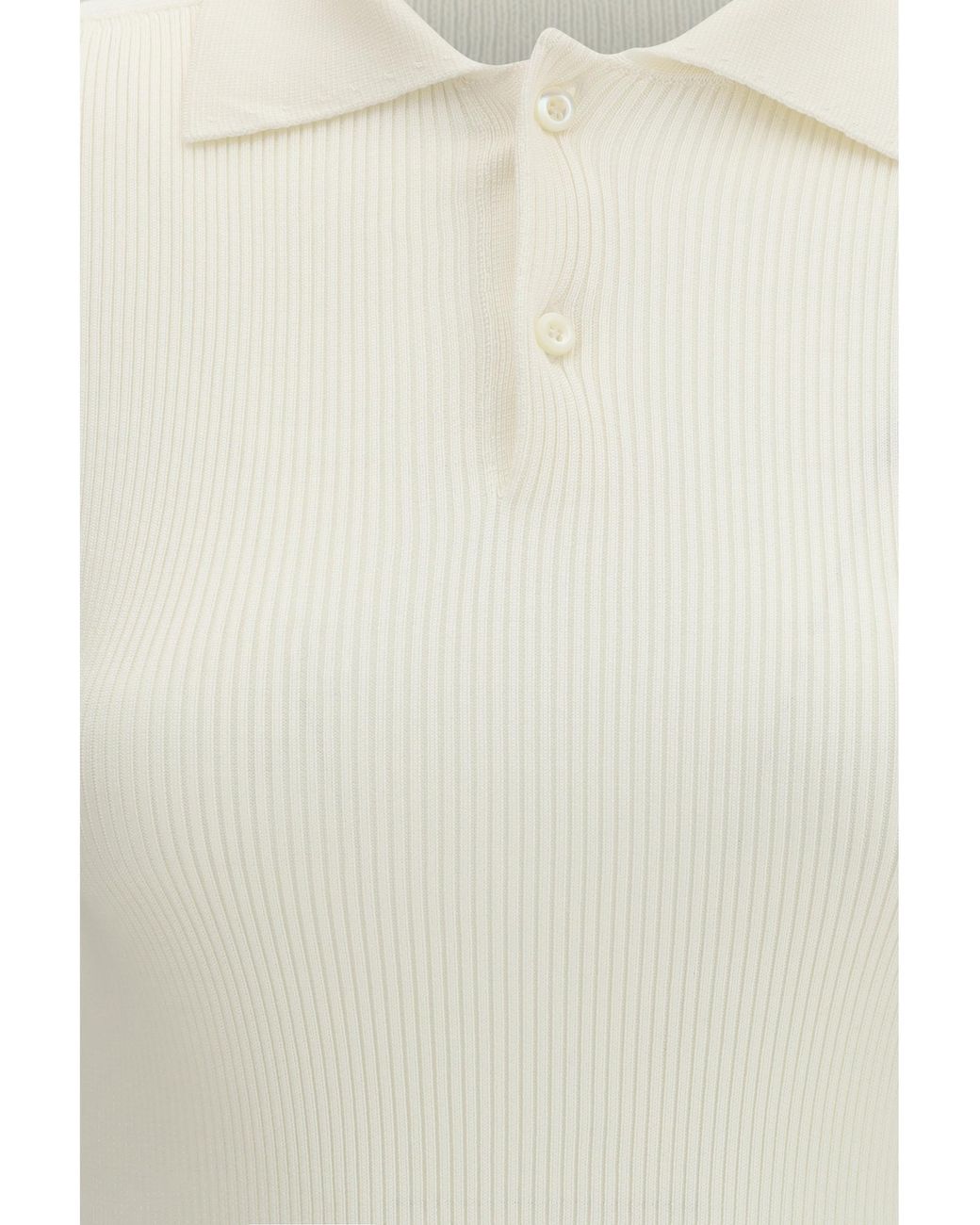Rier White Long-Sleeve Silk Polo Shirts