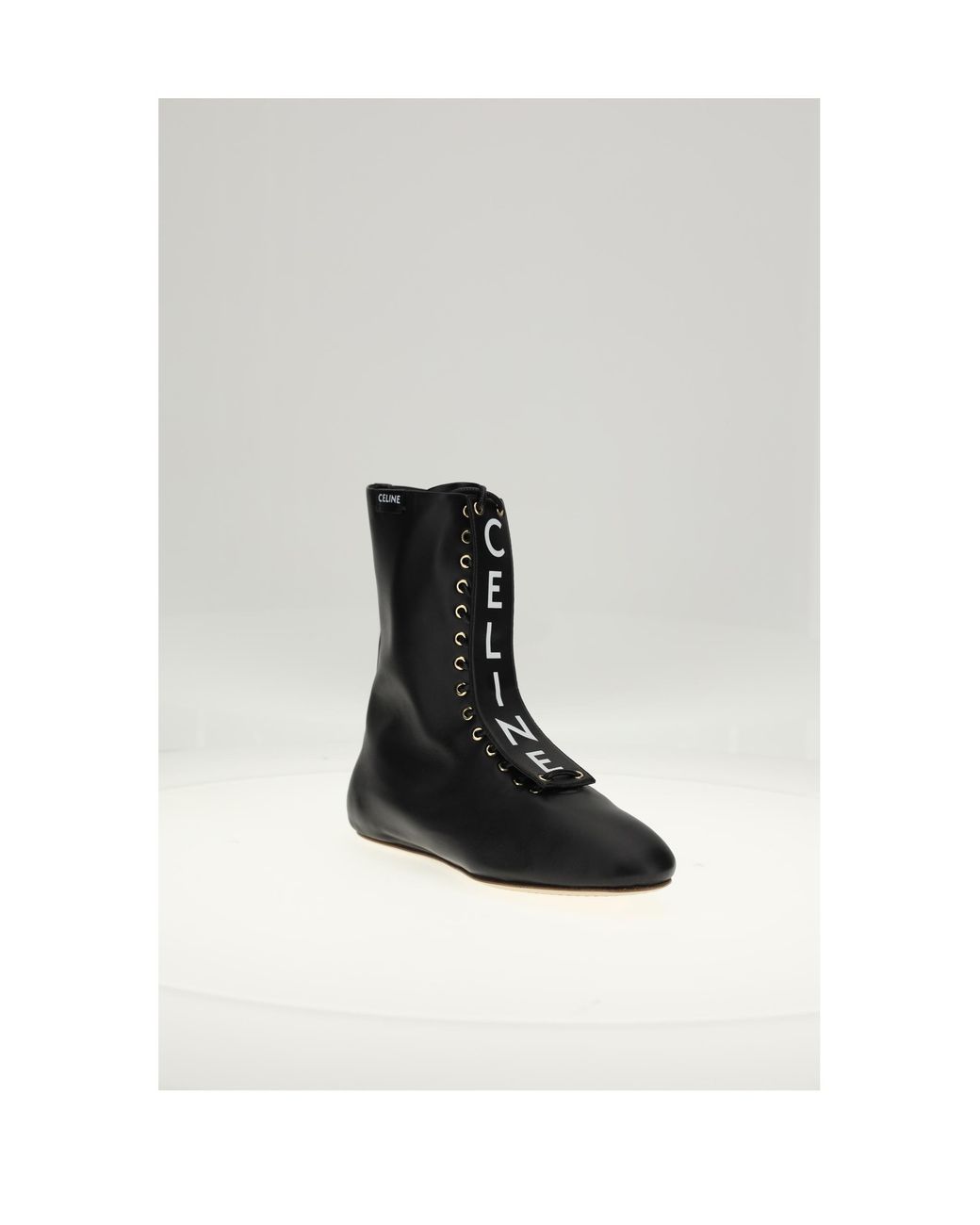 Céline White Lace-Up Boot 05 Upper: Lambskin (Ovis Aries)