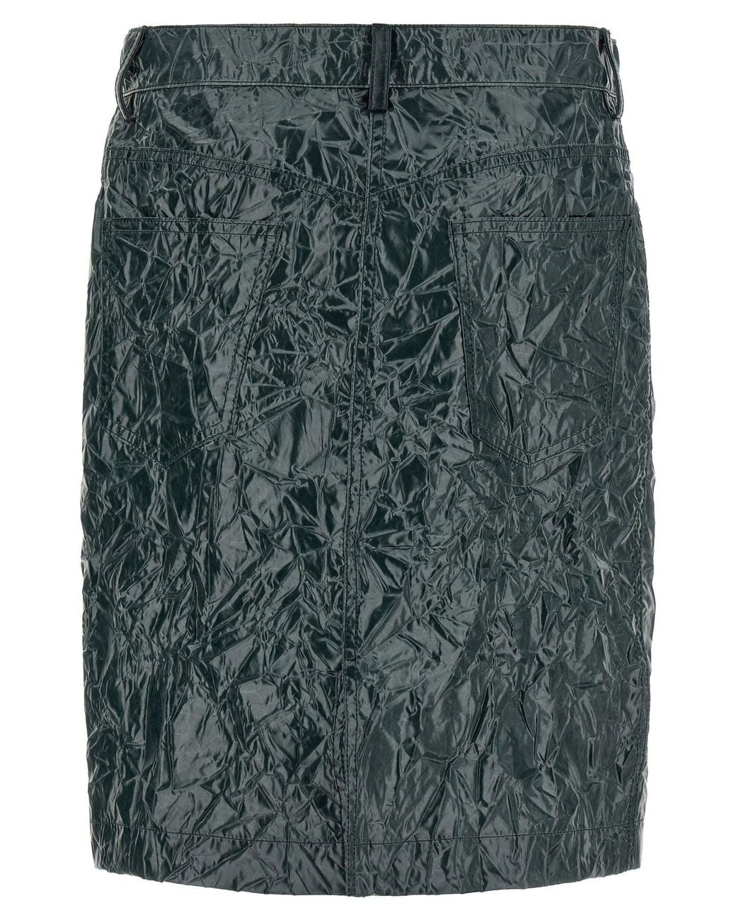 Marni Green Wrinkled Coated Technical Taffeta Skirt