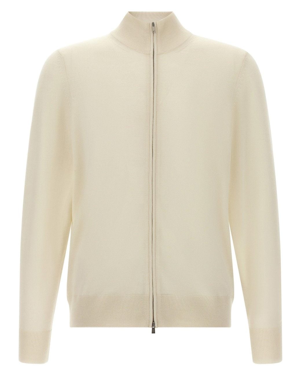 Boss White Virgin Wool Cardigan for men