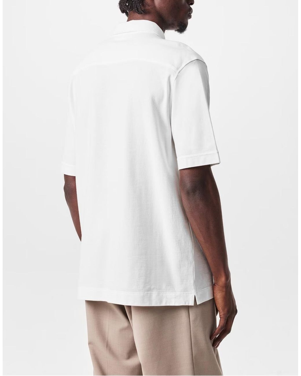 Moncler White Logo Patch Polo Shirt for men