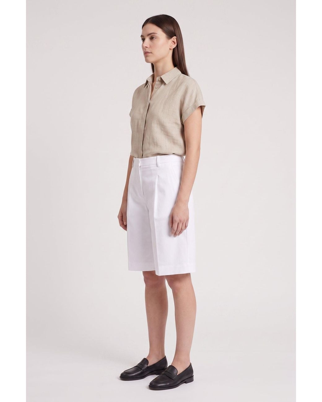 Brunello Cucinelli White Tailored Bermuda Trousers