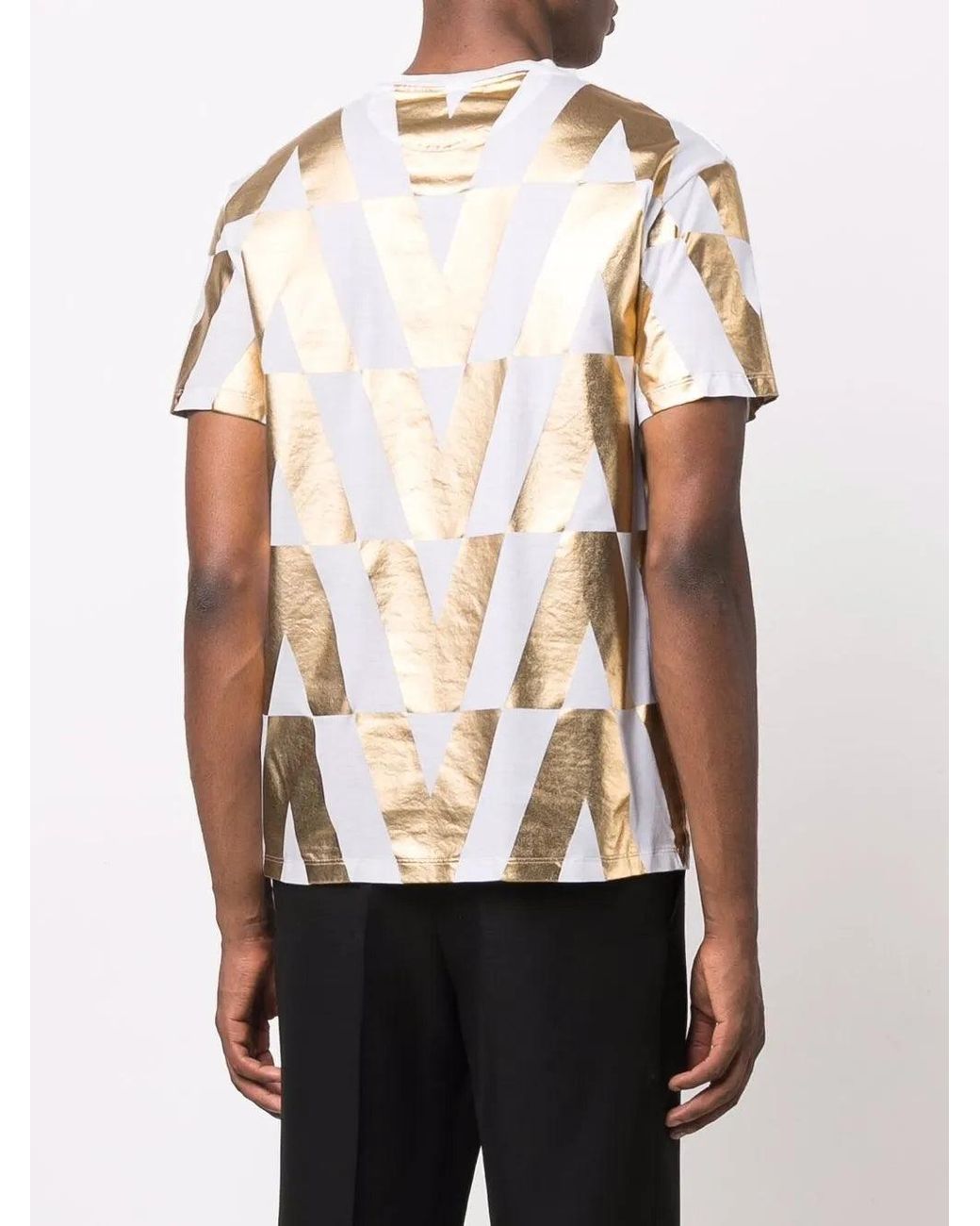 Valentino Metallic Logo Print Cotton T-Shirt for men