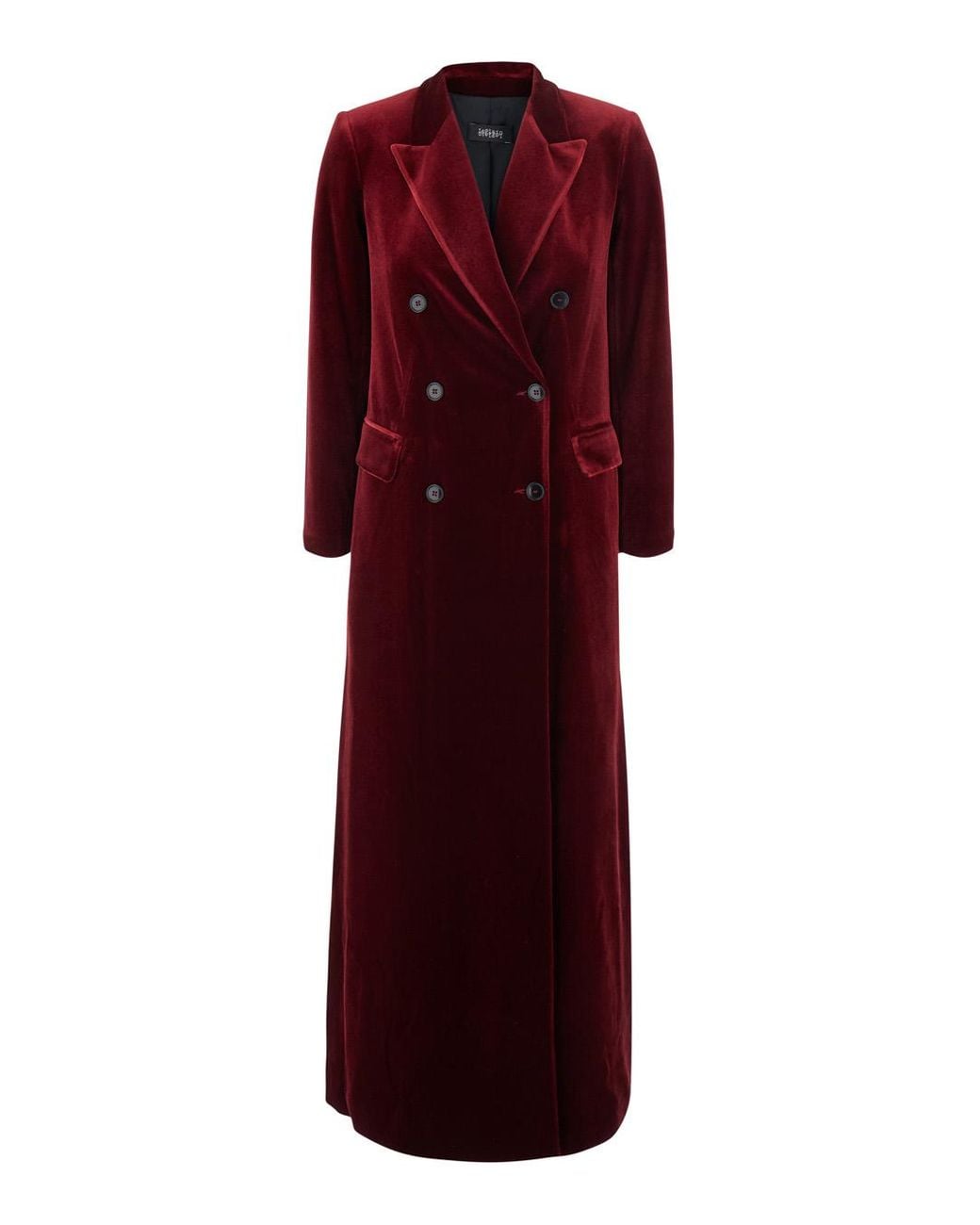 Le Plain Red Double-Breasted Velvet Coat