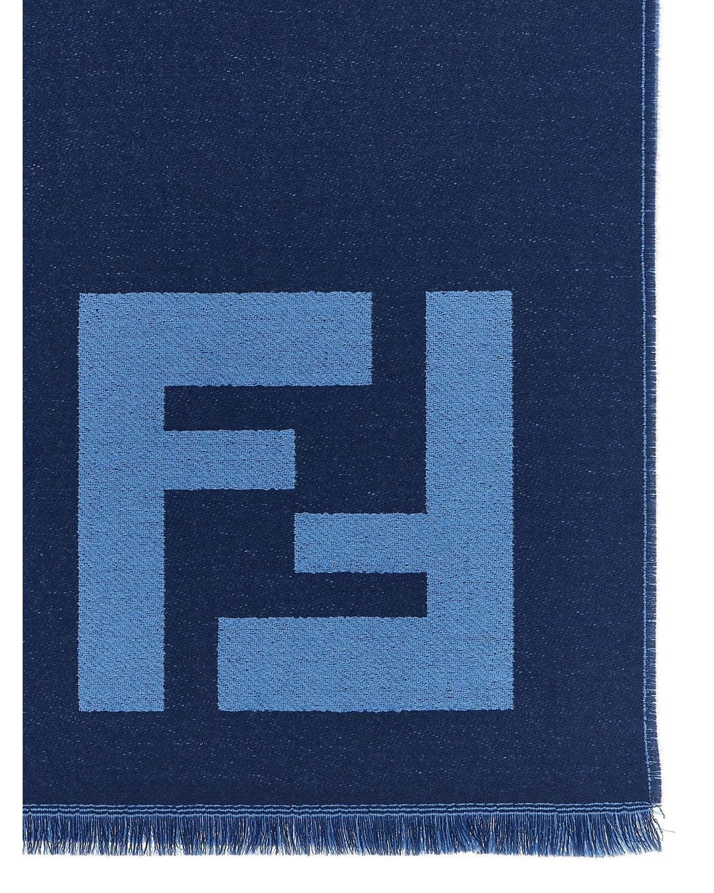 Fendi Blue Ff Macro Jacquard Scarf for men