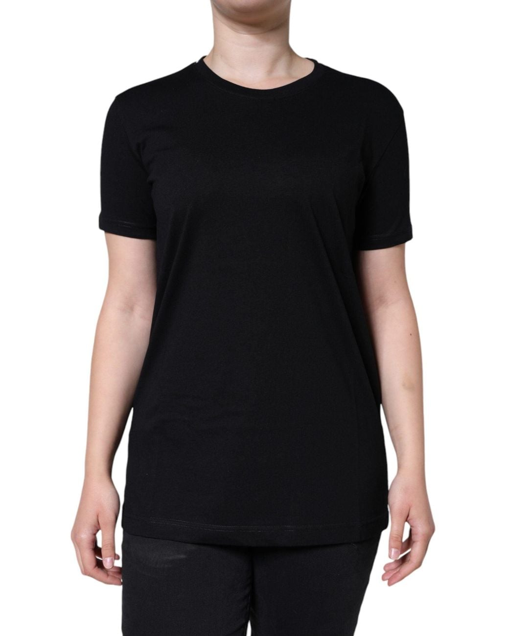 Dolce & Gabbana Black Crew Neck Short Sleeve Cotton T-Shirt