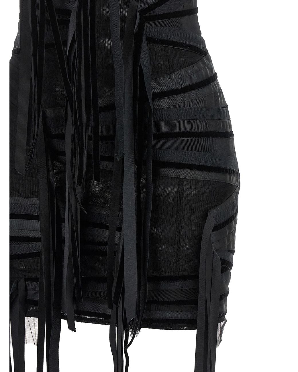 The Attico Black The Attico Tulle And Velvet Band Dress