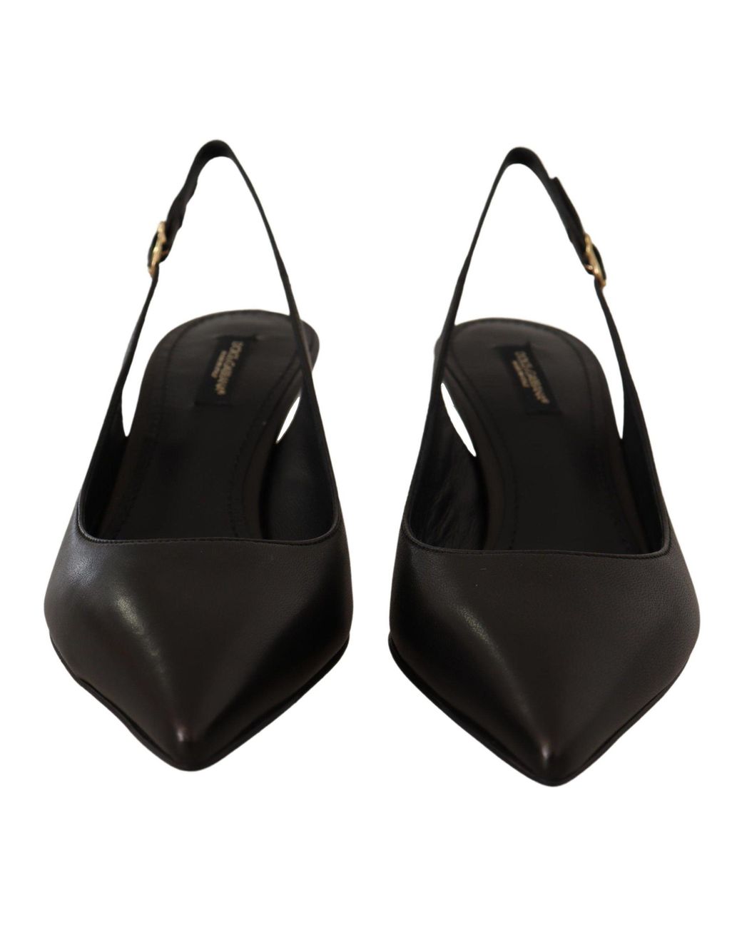Dolce & Gabbana Black Elegant Leather Slingbacks Heels