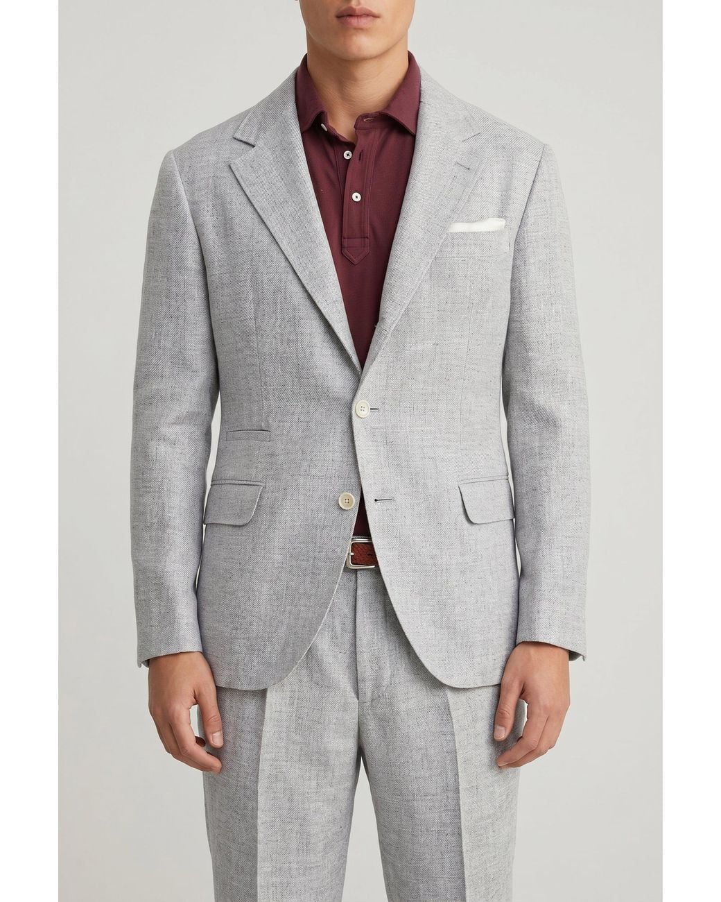 Brunello Cucinelli Gray Light Linen Wool Blazer for men