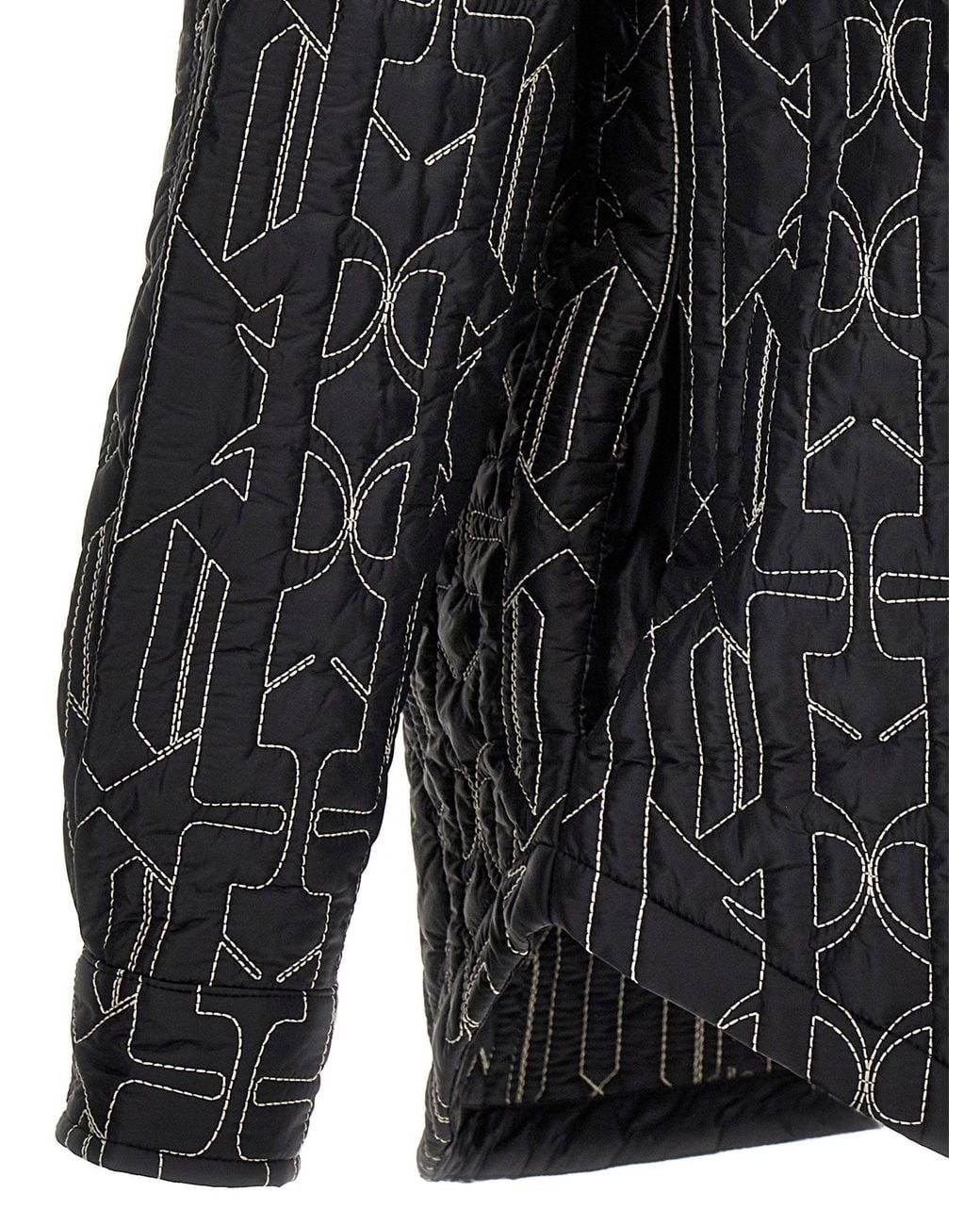Palm Angels Gray Quilted Nylon Monogram Jacket for men