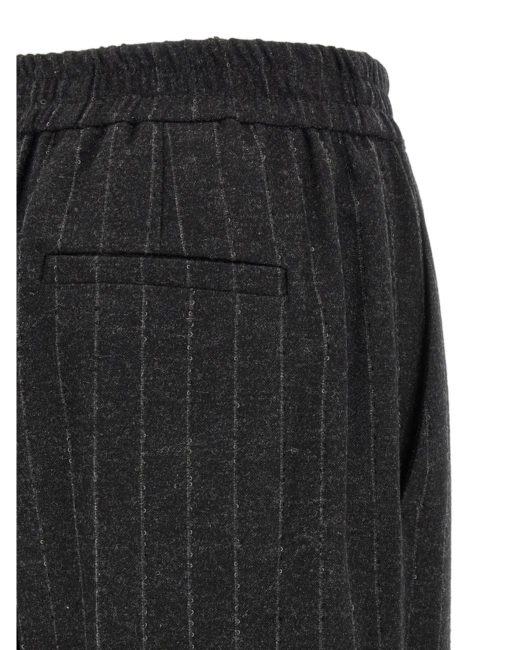 Brunello Cucinelli Black Brunello Cucinelli Pinstriped Virgin Wool & Cashmere Trousers