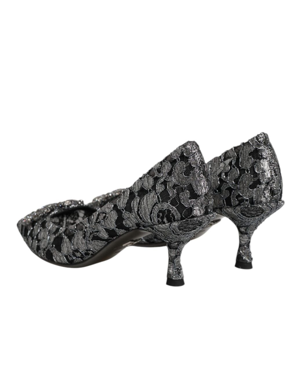 Dolce & Gabbana Black Lace Dg Amore Heels Pumps Shoes Pa+Pl+Lamb