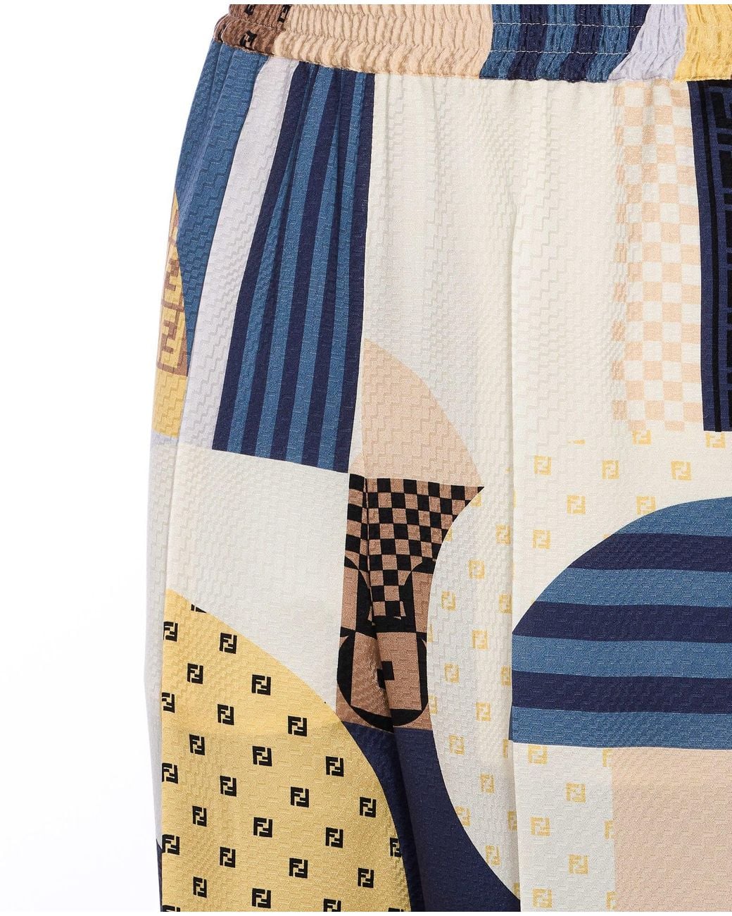 Fendi Blue Patchwork Pants