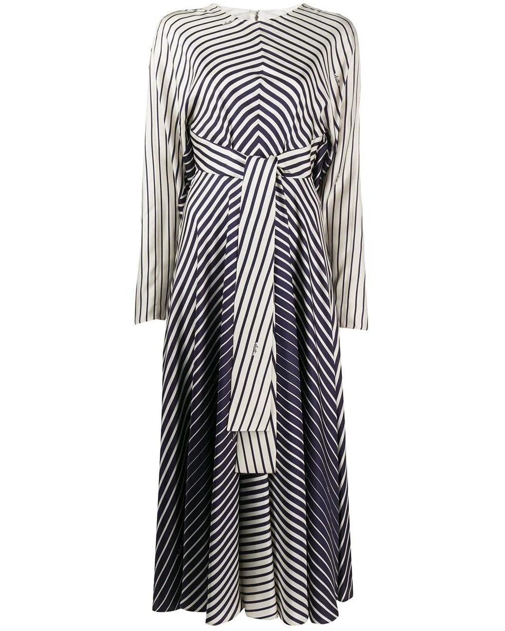 Valentino Black Stripe Tie-Waist Maxi Dress