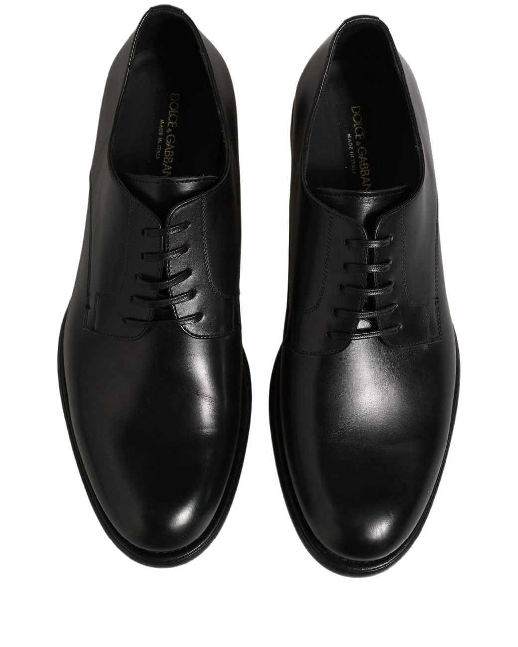 Dolce & Gabbana Black Calfskin Leather Derby Dress Shoes Calf for men