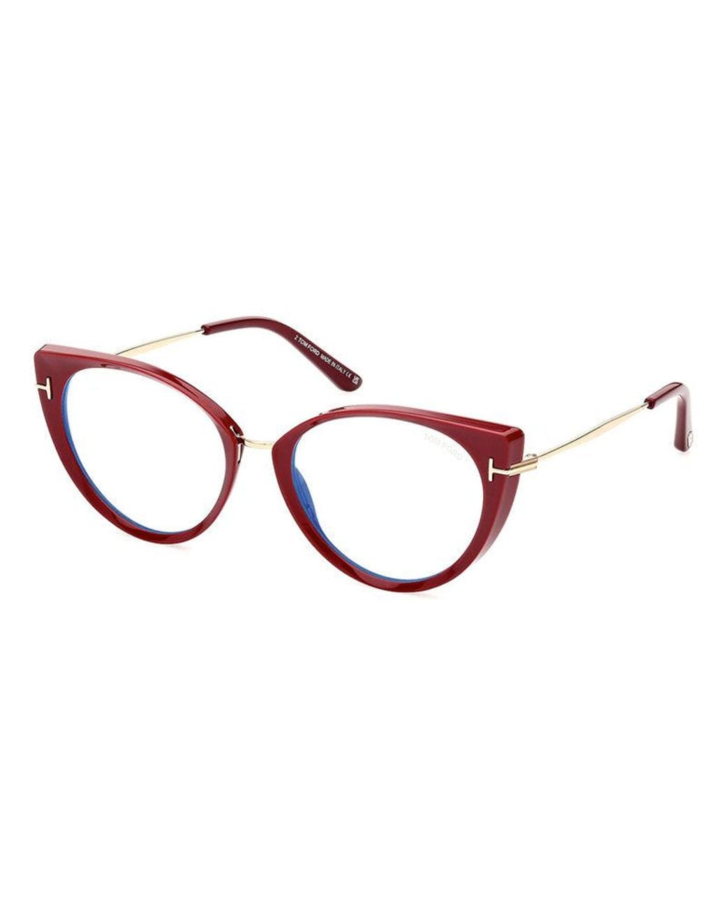 Tom Ford Brown Eyeglasses Cat Eye Full Rim, Shiny Frame And Light Block Lenses Lens Ft5815-B001