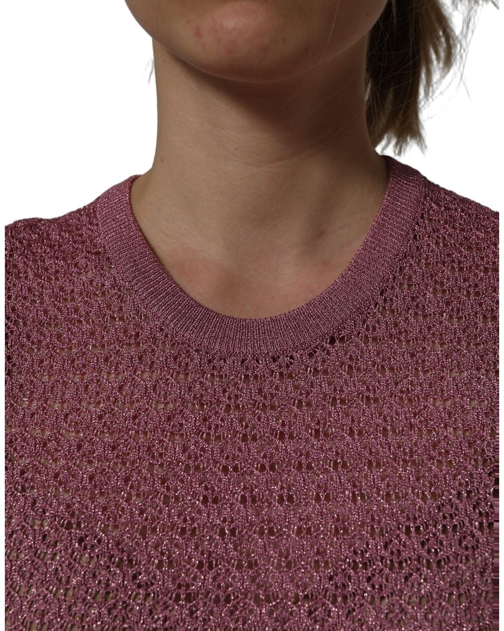 Dolce & Gabbana Purple Sheer Mesh Crew Neck Sleeveless Tank Top Viscose Polyester Film Fiber