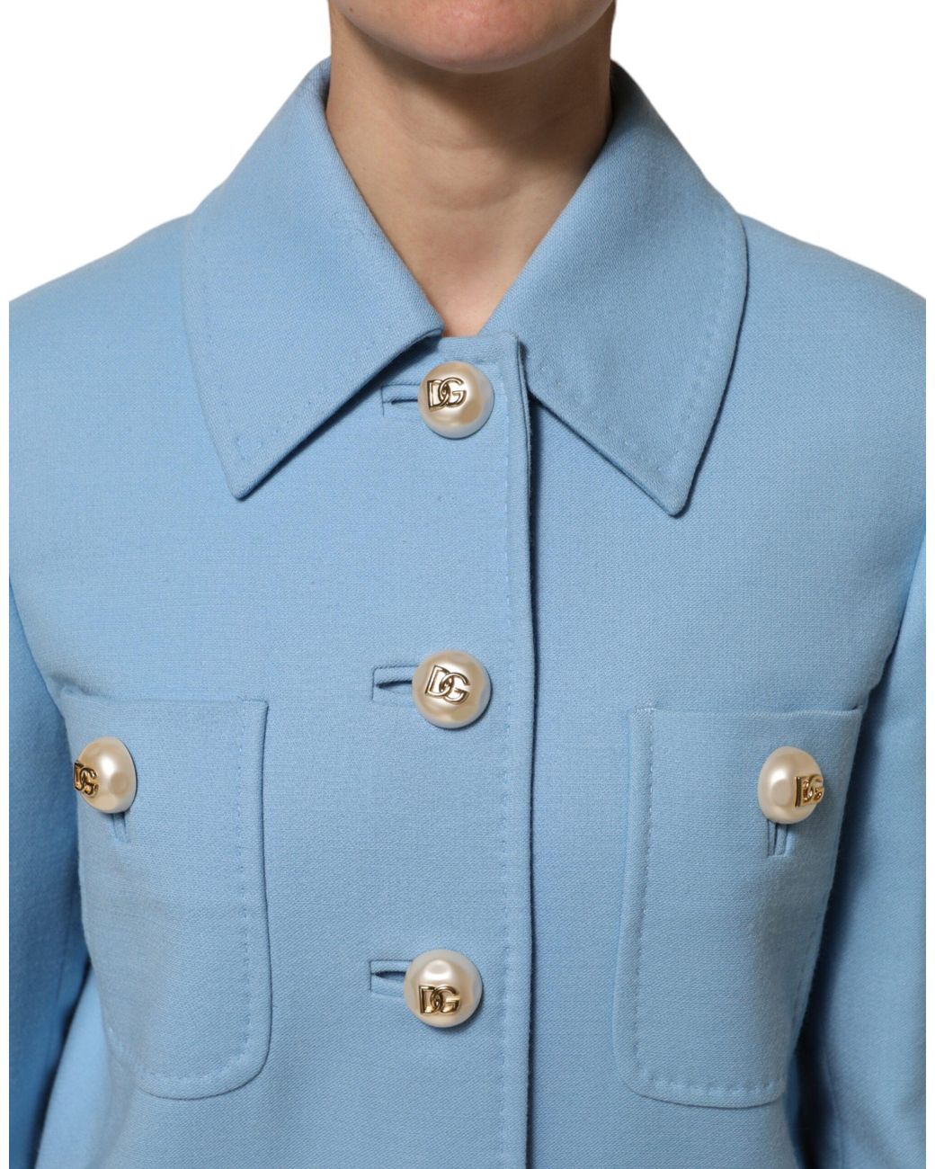 Dolce & Gabbana Blue Buttoned Down Trench Coat Jacket Clothing