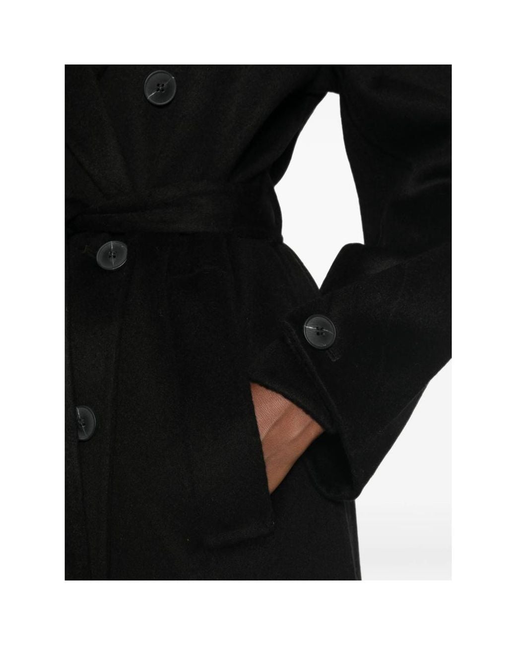 The Dynamis Studio Black Double-Breasted Belted Coat