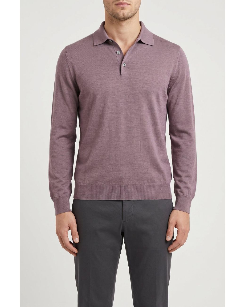 Brunello Cucinelli Purple Mauve Wool Silk Knit Sweater for men