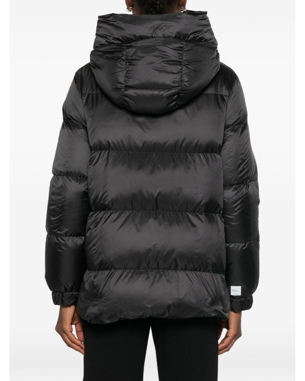Max Mara Black Water-Repellent Canvas Seia Short Hooded Down Jacket
