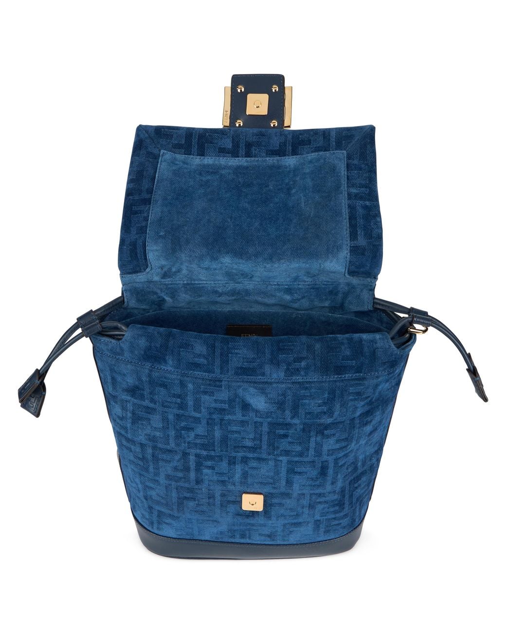Fendi Blue Backpack Velvet Cotton Backpacks