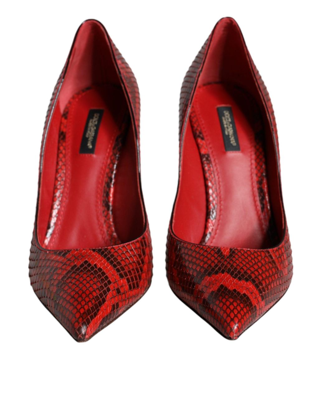 Dolce & Gabbana Red Leather Stiletto High Heels Pumps Shoes Python Calf