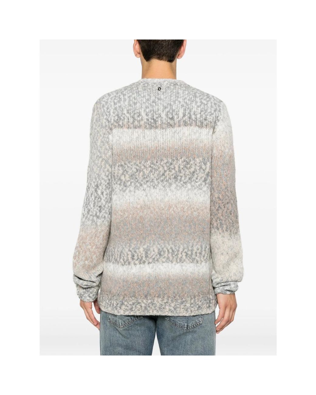 Dondup Gray Gradient-Effect Chunky-Knit Sweater for men
