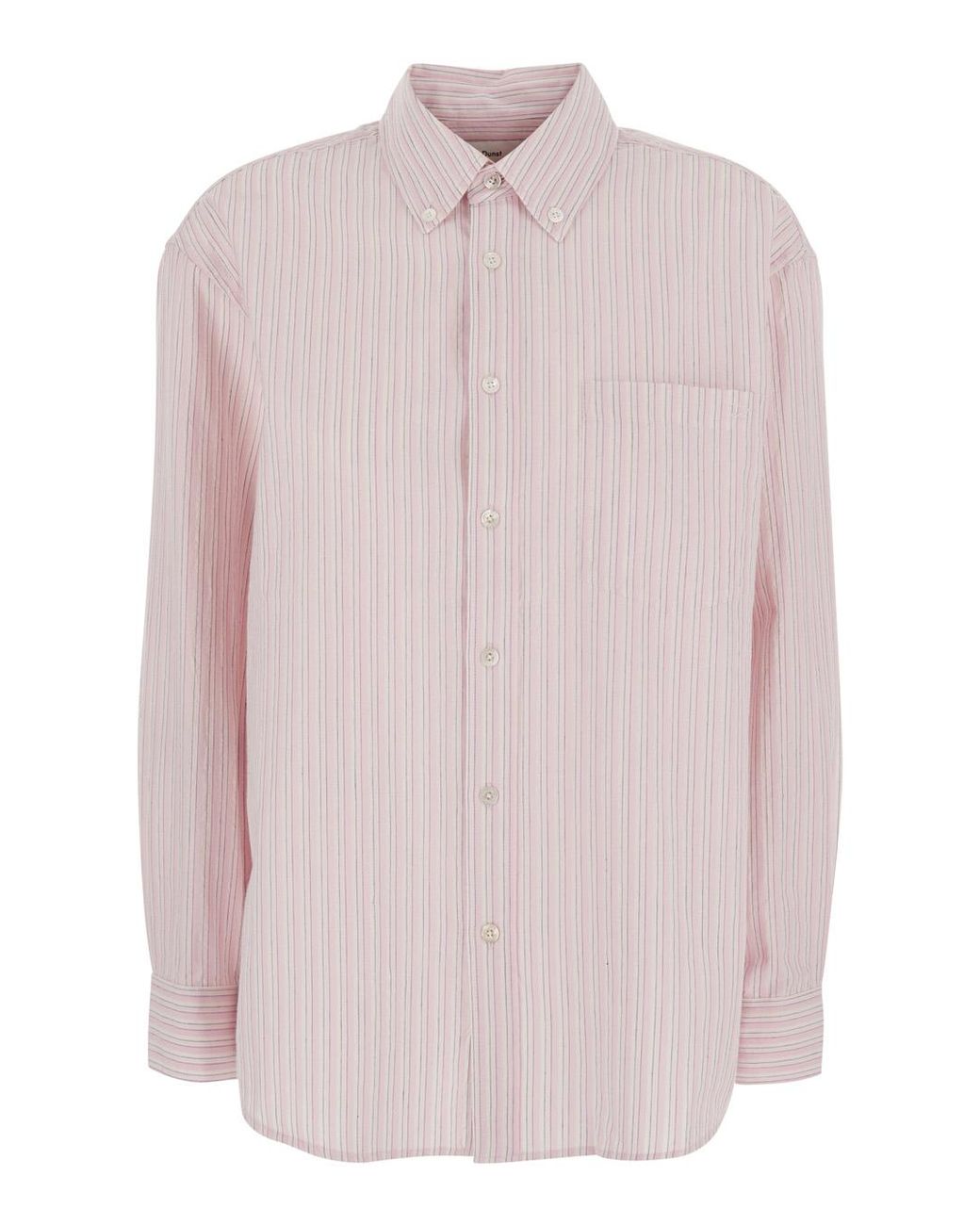 DUNST Pink Classic Striped Bd Overshirt