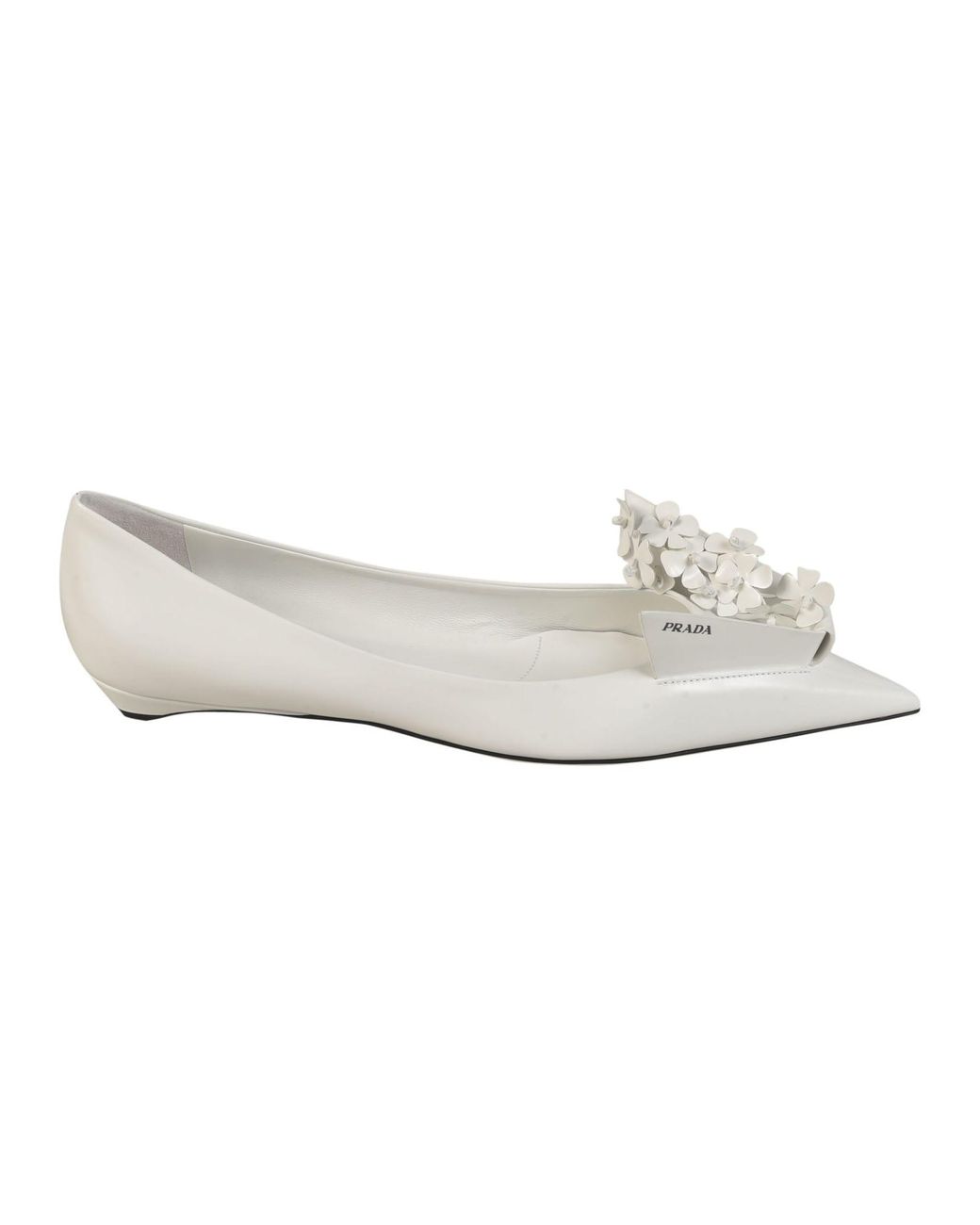 Buy Prada Floral Print Wedge Sandal - White At 39% Off
