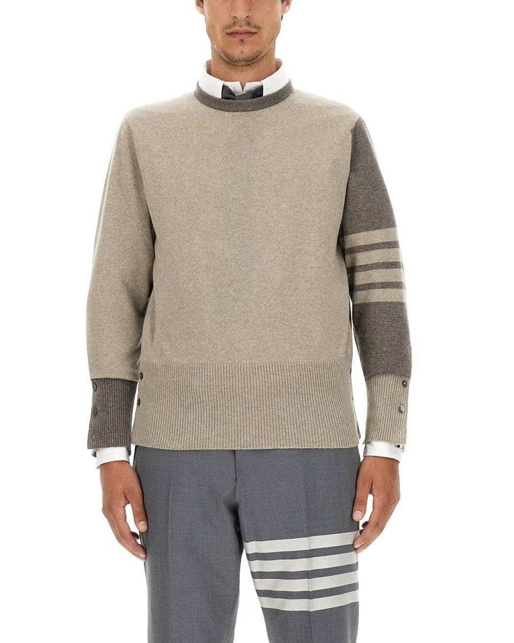Thom Browne Gray Thom Browne 100% Cashmere Sweater for men