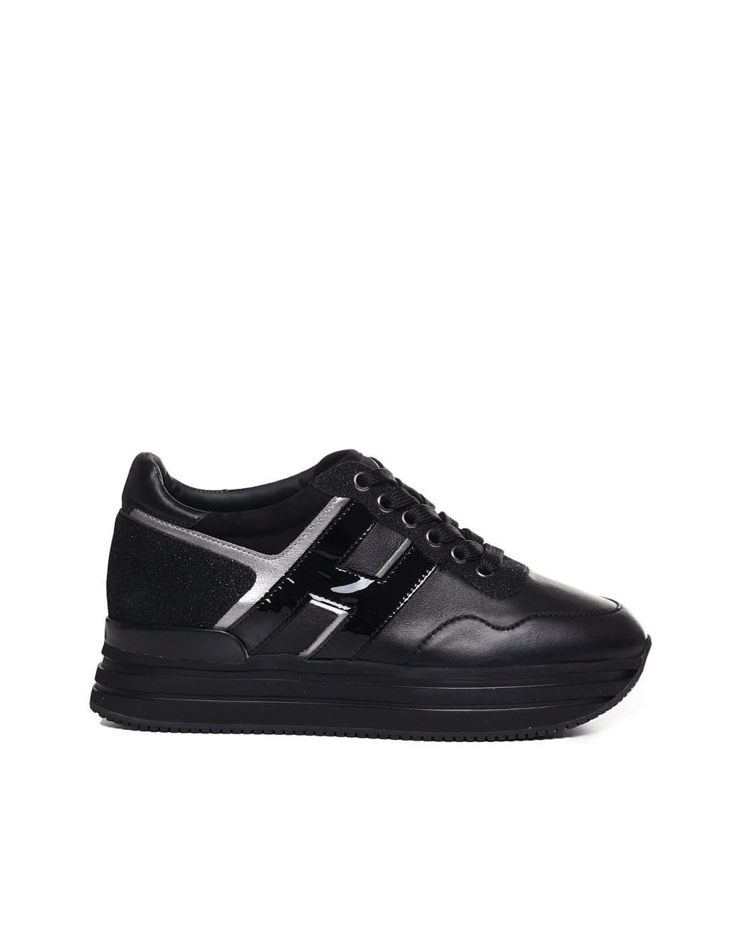 Hogan Calfskin Glitter Sneakers in Black Lyst