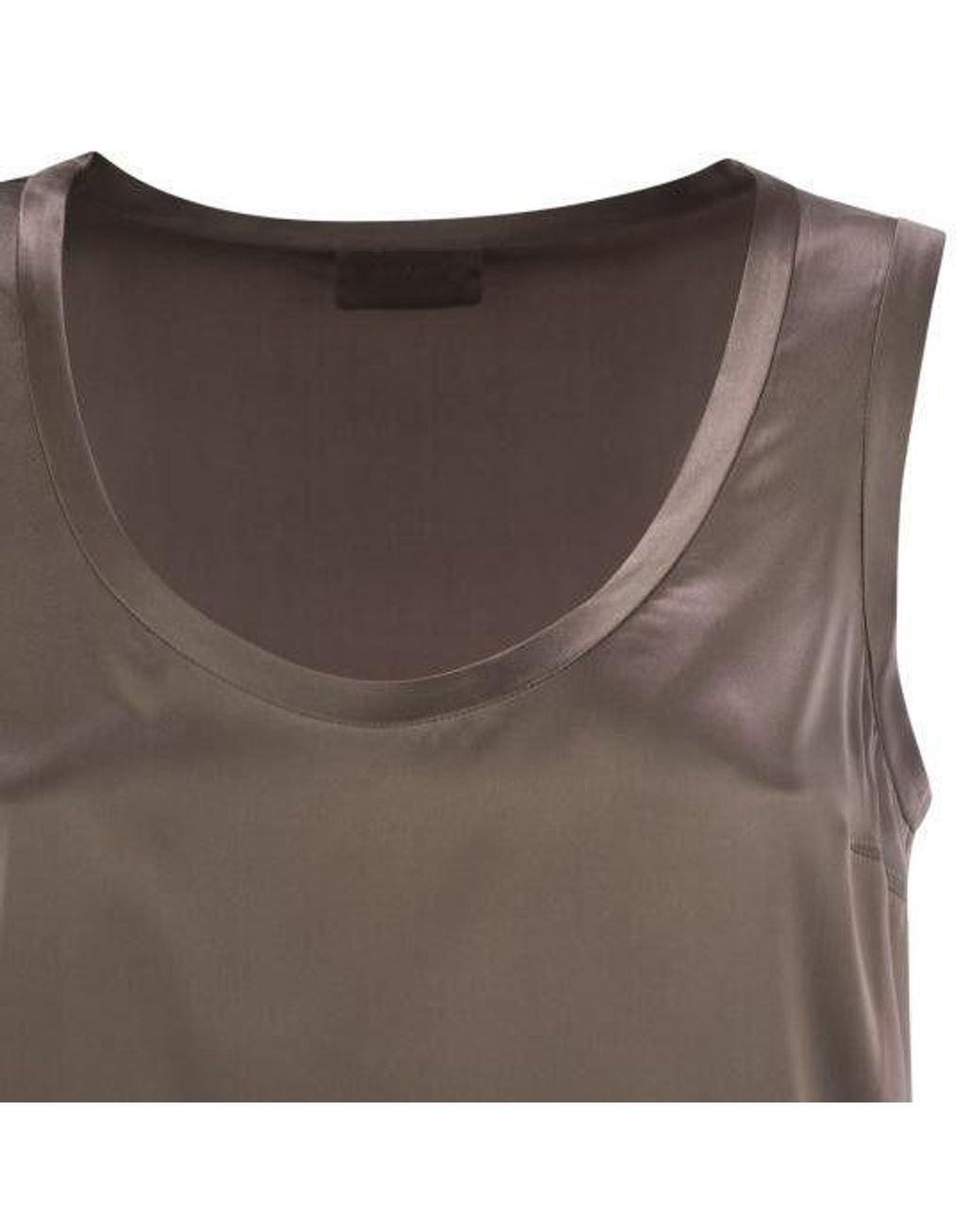 Brunello Cucinelli Brown Taupe Silk Sleeveless Shirt