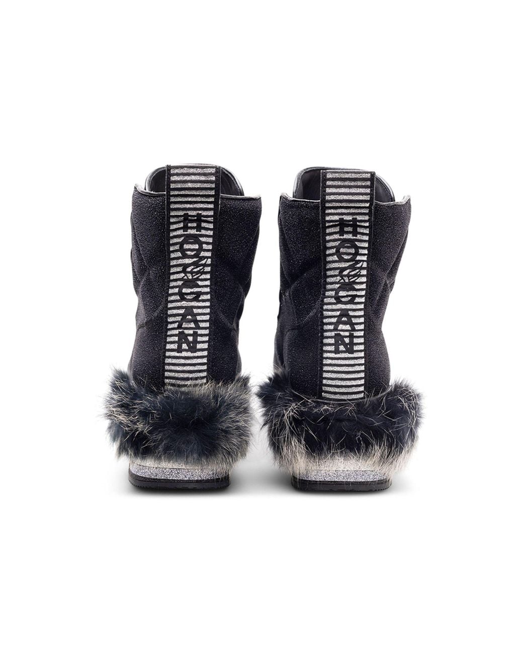 Hogan Black Fur-Trimmed Platform Boots