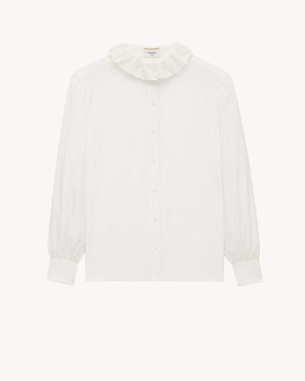 Saint Laurent White Saint Laurent Ruffled Collar Shirt