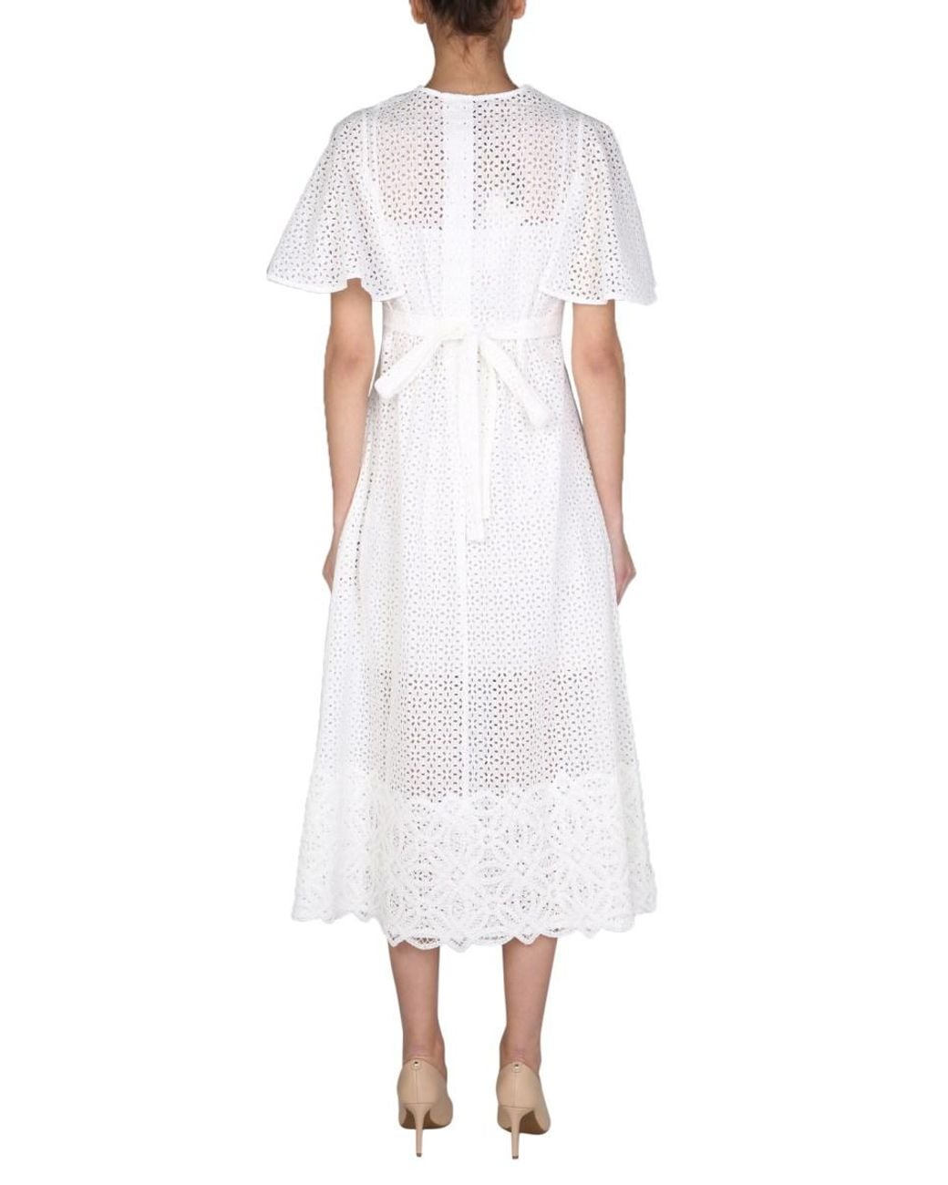 Anna Molinari White Embroidered Dress Cotton