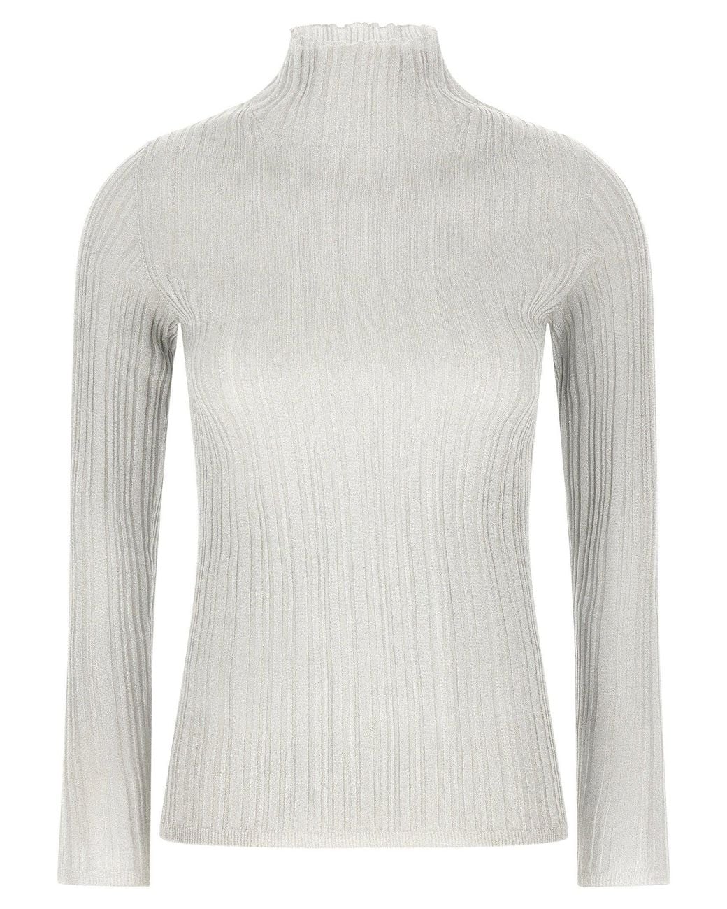 Fabiana Filippi White Lamé Ribbed Sweater