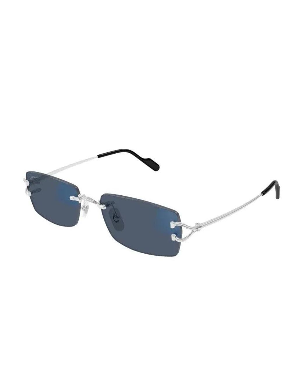 Cartier Metallic Cartier Eyewear Ct0563S001 Rimless Metal Sunglasses for men