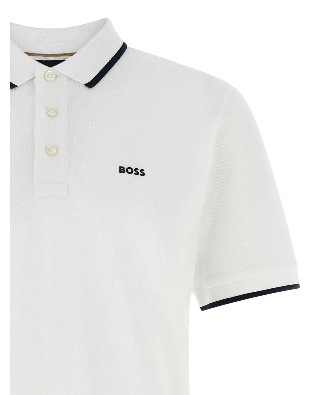 Boss White Parlay Polo Shirt for men