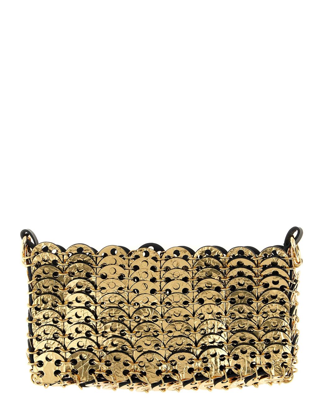 Rabanne Black 1969 Nano Flip Reversible Shoulder Strap Calf Leather Steel Brass Crossbody Bags