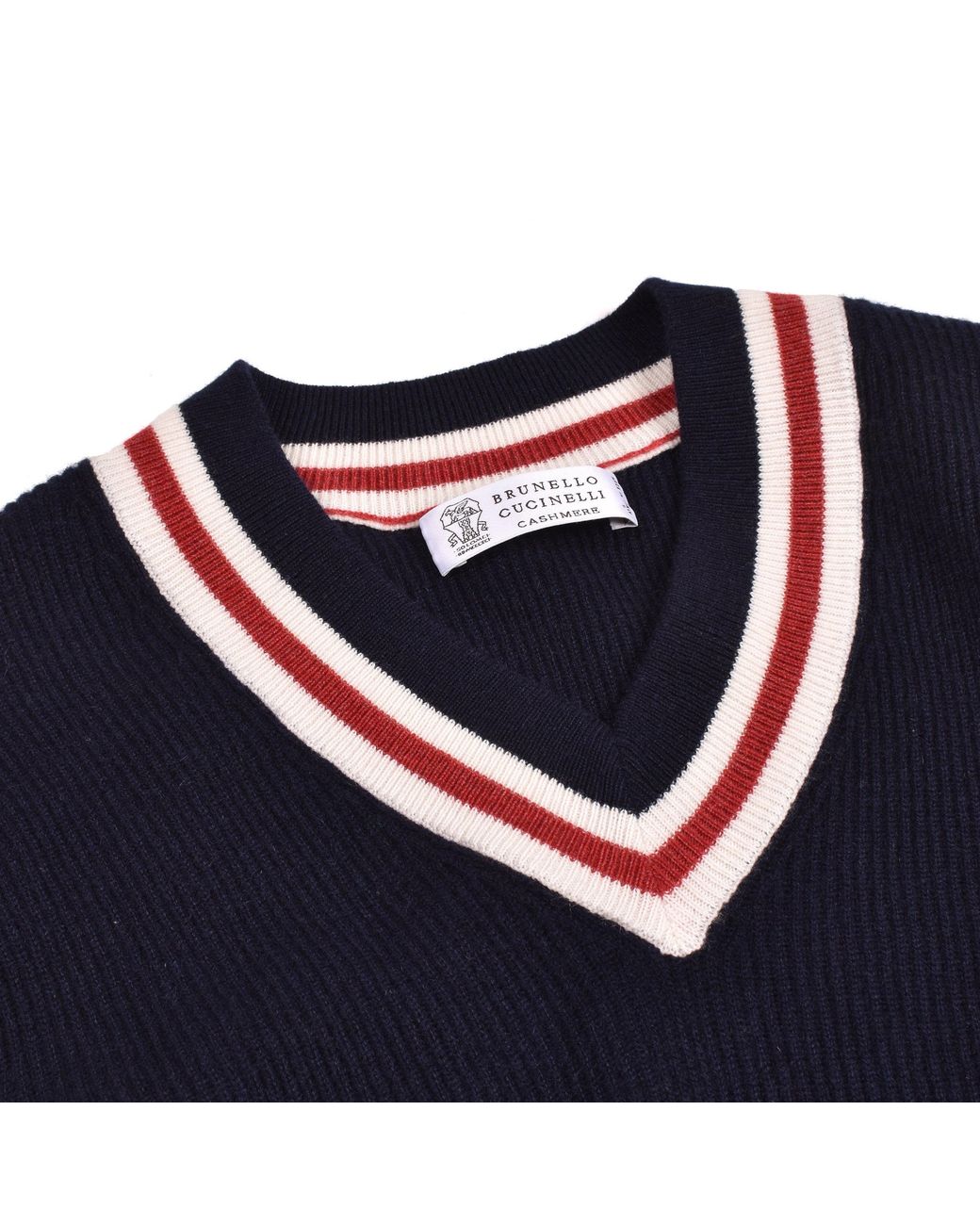 Brunello Cucinelli Blue Cashmere V-Neck Vest for men